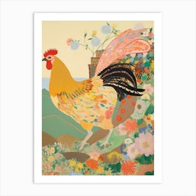 Maximalist Bird Painting Rooster 1 Art Print