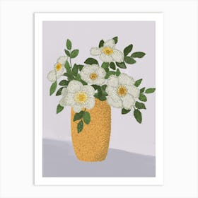 White Roses In A Vase Art Print