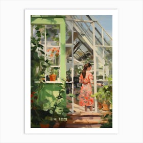 Greenhouse With Lady Art Print