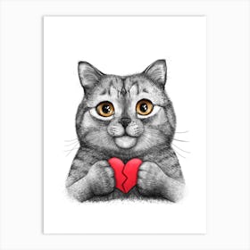 Cat With Love Art Print
