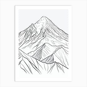 Mount Elbrus Russia Line Drawing 5 Art Print