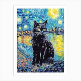 Starry Night Cat Art Print