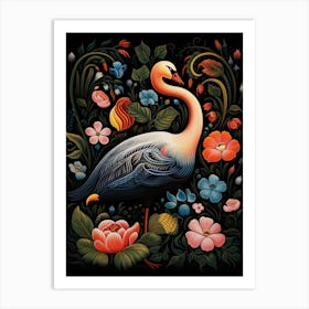 Folk Bird Illustration Swan 1 Art Print