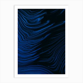 Abstract Blue Wavy Pattern Art Print