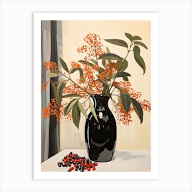 Bouquet Of Beautyberry Flowers, Autumn Fall Florals Painting 0 Art Print