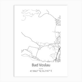 Bad Voslau,Austria Minimalist Map Art Print