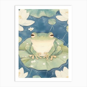 Frog Chilling on Lotus Leaf Art Print