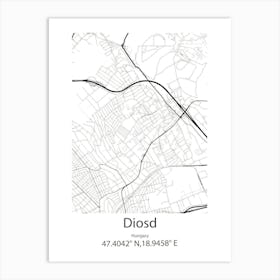 Diosd,Hungary Minimalist Map Art Print