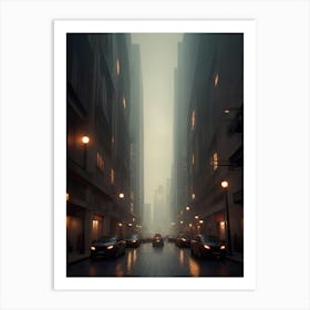 Foggy City Street Art Print