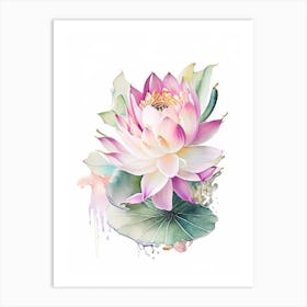 Lotus Flower Bouquet Watercolour 6 Art Print