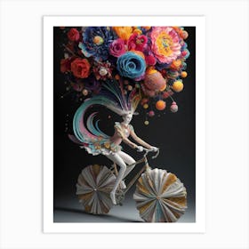 Flower Girl On A Bicycle Art Print