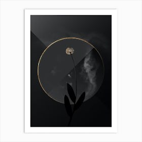 Shadowy Vintage Victory Onion Botanical on Black with Gold Art Print