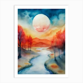 Sunset River Art Print