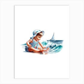 Little Girl On The Beach Art Print