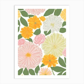 Marigold Pastel Floral 1 Flower Art Print