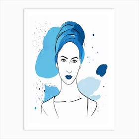 blue matisse watercolour woman portrait Art Print