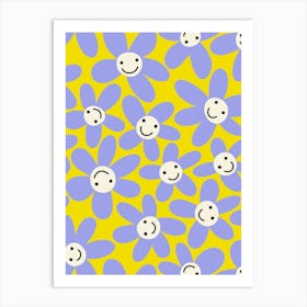 Smiley Flowers Kids Art Print