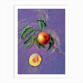 Vintage Peach Botanical Illustration on Veri Peri n.0028 Art Print