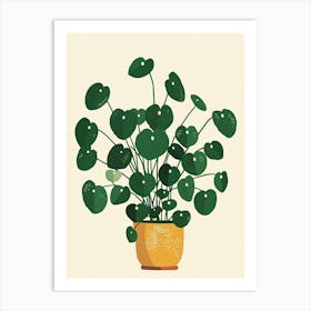 Pilea Plant Minimalist Illustration 8 Art Print