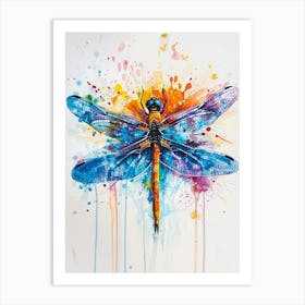Dragonfly Colourful Watercolour 2 Art Print