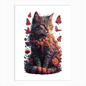 Butterfly Cat Art Print