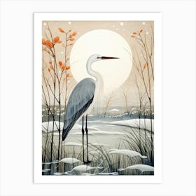 Winter Bird Painting Stork 4 Art Print