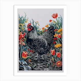 Rooster In The Garden Art Print