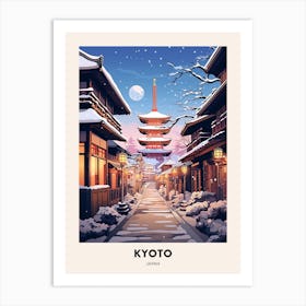 Winter Night  Travel Poster Kyoto Japan 3 Art Print