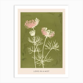 Pink & Green Love In A Mist 1 Flower Poster Art Print
