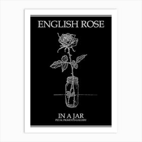 English Rose In A Jar Line Drawing 4 Poster Inverted Art Print
