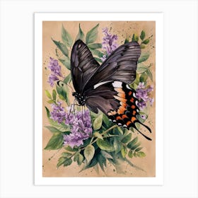 Butterfly On Lilacs Art Print