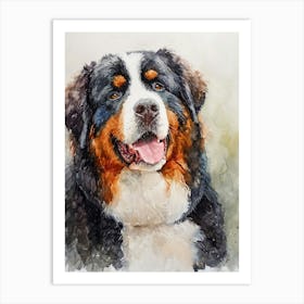 Bernese Mountain Dog Watercolor Painting 3 Art Print