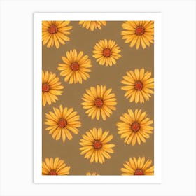 Aster Repeat Retro Flower Art Print