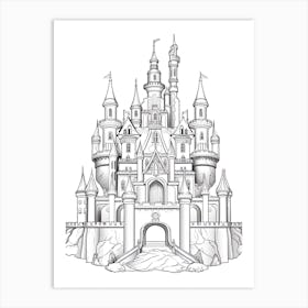 The Beast S Castle (Beauty And The Beast) Fantasy Inspired Line Art 1 Art Print