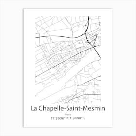 La Chapelle Saint Mesmin,France Minimalist Map Art Print