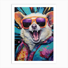  A Possum Wearing Sunglasses Vibrant Paint Splash 4 Art Print