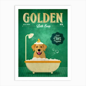 Golden Retriever Bath Soap Company Dog Art Print