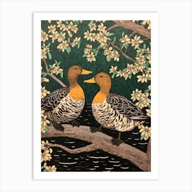 Art Nouveau Birds Poster Duck 2 Art Print