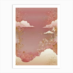 Pink And Gold Background Art Print