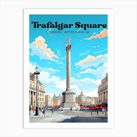 Trafalgar Square London United Kingdom Summer Modern Travel Illustration Art Print