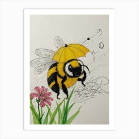 Bee In The Rain 3 Art Print