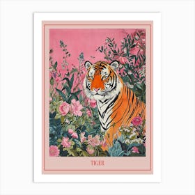 Floral Animal Painting Tiger 5 Poster Art Print
