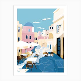 Santorini, Greece, Flat Pastels Tones Illustration 2 Art Print