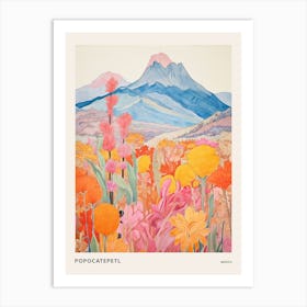 Popocatepetl Mexico 2 Colourful Mountain Illustration Poster Art Print