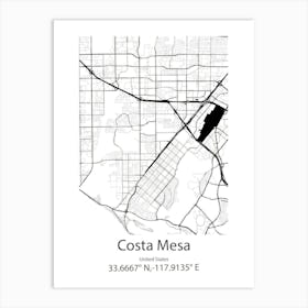 Costa Mesa,United States Minimalist Map Art Print