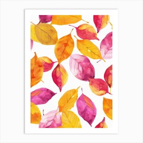 Watercolor Autumn Leaves Art Print