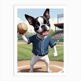 Boston Terrier Baseball-Reimagined Art Print