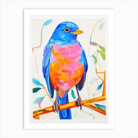 Colourful Bird Painting Eastern Bluebird 2 Art Print