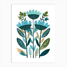 Flowers In Blue And Green Art Print