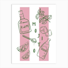 Mojito Cocktail Recipe Art Print